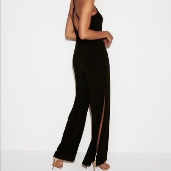 NEW Express Black Belted Open Leg Jumpsuit Comfy - Picture 2 of 4